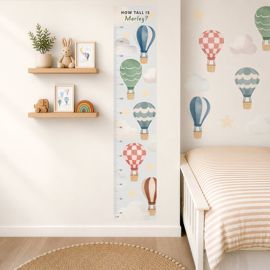 Personalised Children’s Height Chart Wall Sticker - Hot Air Balloons