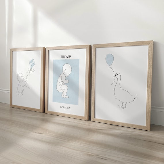 Personalised Birth Details Nursery Prints | Set of 3