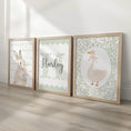 Load image into Gallery viewer, Personalised Green Bunny & Goose Nursery Prints | Set of 3
