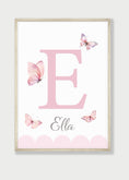 Load image into Gallery viewer, Pink Butterfly Personalised Set Of 3 Nursery Prints For Baby Girls Room, Girl Bedroom Prints, Pink Nursery Decor Wall Art, Butterflies Print
