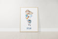 Load image into Gallery viewer, Personalised Space Nursery Set of 3 Prints, Solar System Nursery Wall Art Decor for Boys Nursery, Baby Boy Bedroom, Astronaut Kids Posters
