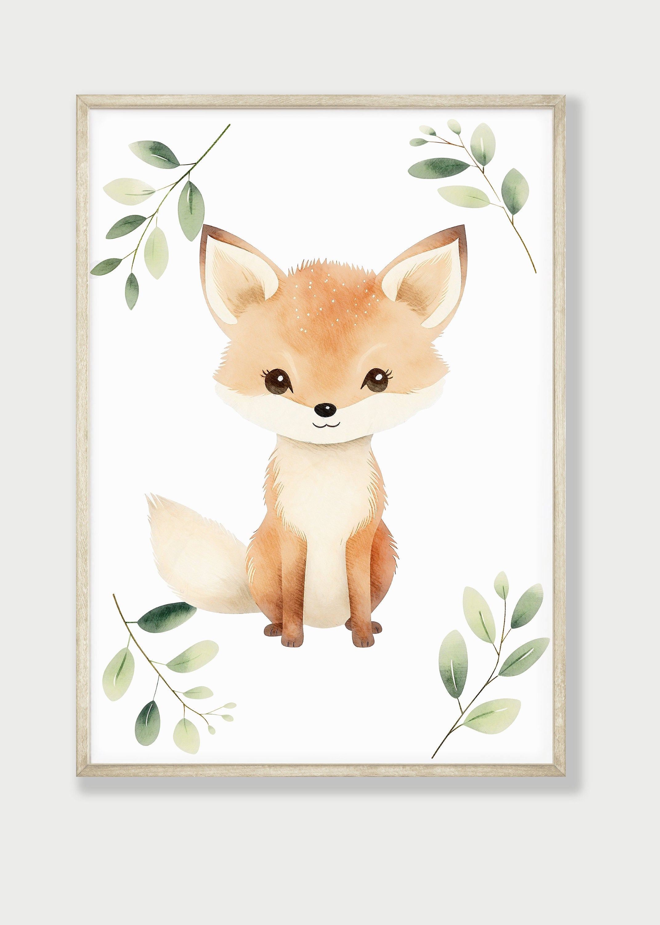 Woodland Animal Nursery Wall Prints, Set of 3, Forest Theme Decor For Babies Bedroom, Neutral Nursery Animal Wall Art, Botanical Playroom