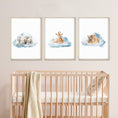 Load image into Gallery viewer, Safari Animal Prints For Nursery, Set Of 3 Safari Animal Nursery Wall Art Prints For Baby Boys Room, Neutral Nursery Decor, Cloud Wall Art
