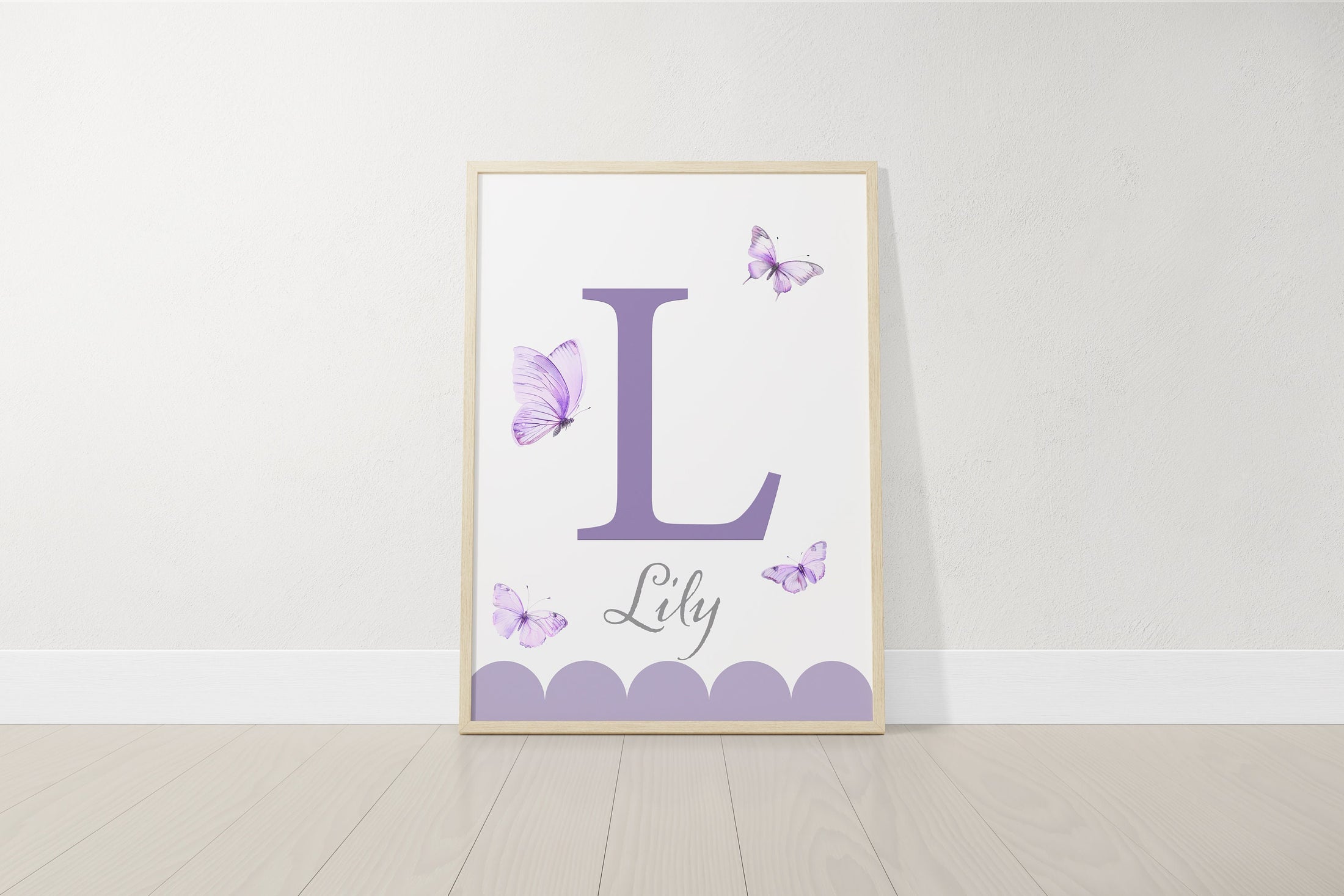Purple Butterfly Personalised Set Of 3 Nursery Prints For Baby Girls Room, Girl Bedroom Prints, Nursery Decor Wall Art, Butterflies Print