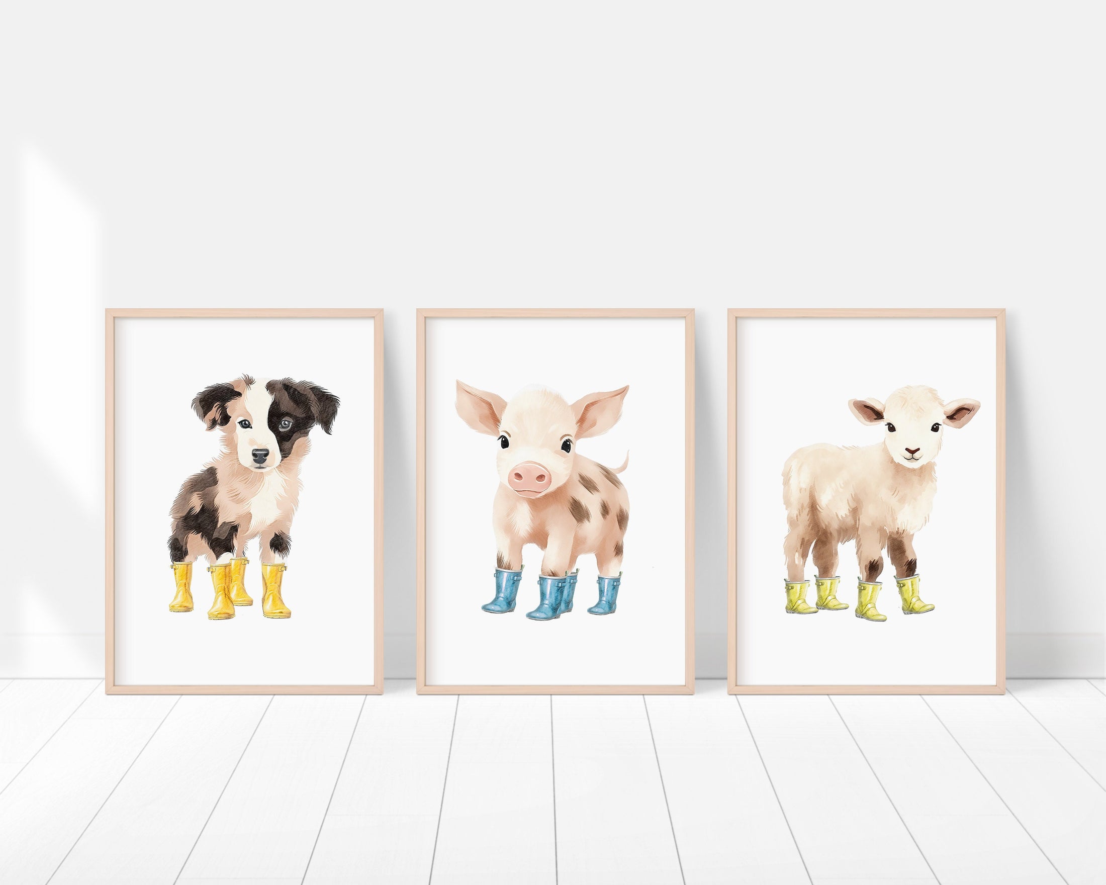 Farm Animal Prints For Nursery, Set Of 3 Farm Animal Nursery Wall Art Prints For Baby Room, Barn Yard Nursery Decor Wall Art Pictures