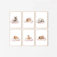 Load image into Gallery viewer, Safari Animal Prints For Nursery, Set Of 6 Safari Theme Nursery Wall Art Prints For Baby Room, Neutral Nursery Decor, Pink Blue Beige Stars
