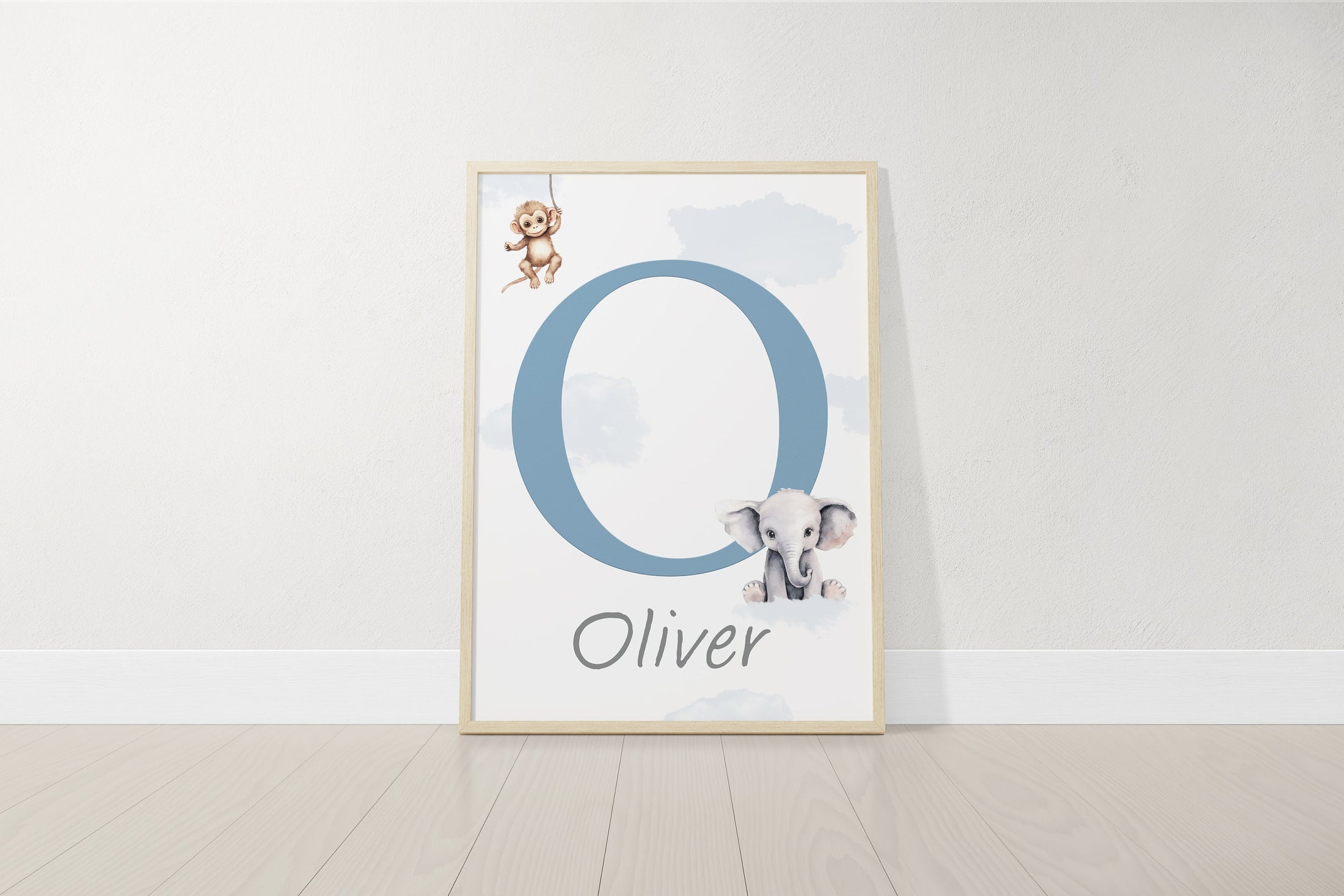 Personalised Name Print For Nursery, Safari Nursery Wall Prints For Baby Boy Bedroom, Rainbow Playroom, Hot Air Balloon Wall Art, Set of 3