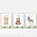Load image into Gallery viewer, Safari Animal Prints For Nursery, Set Of 6 Safari Theme Nursery Prints For Baby Room, Jungle Nursery Decor Wall Art, Unisex Bedroom Pictures
