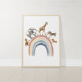 Load image into Gallery viewer, Safari Animal Set of 3 Prints for Nursery, Rainbow Wall Art for Baby Bedroom, Neutral Nursery Decor, Hot Air Balloon, Dream Big Little One
