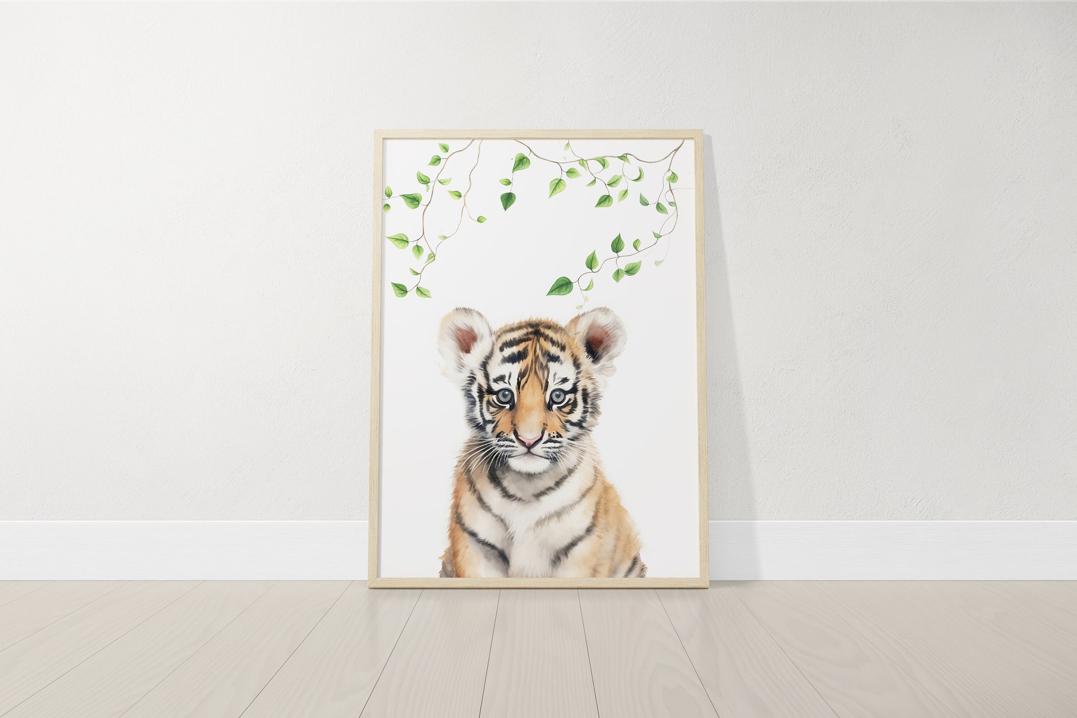 Personalised Name Print, Safari Animal Nursery Prints, Set Of 3 Jungle Theme Prints, Green Botanical, Neutral Nursery Decor, Kids Bedroom