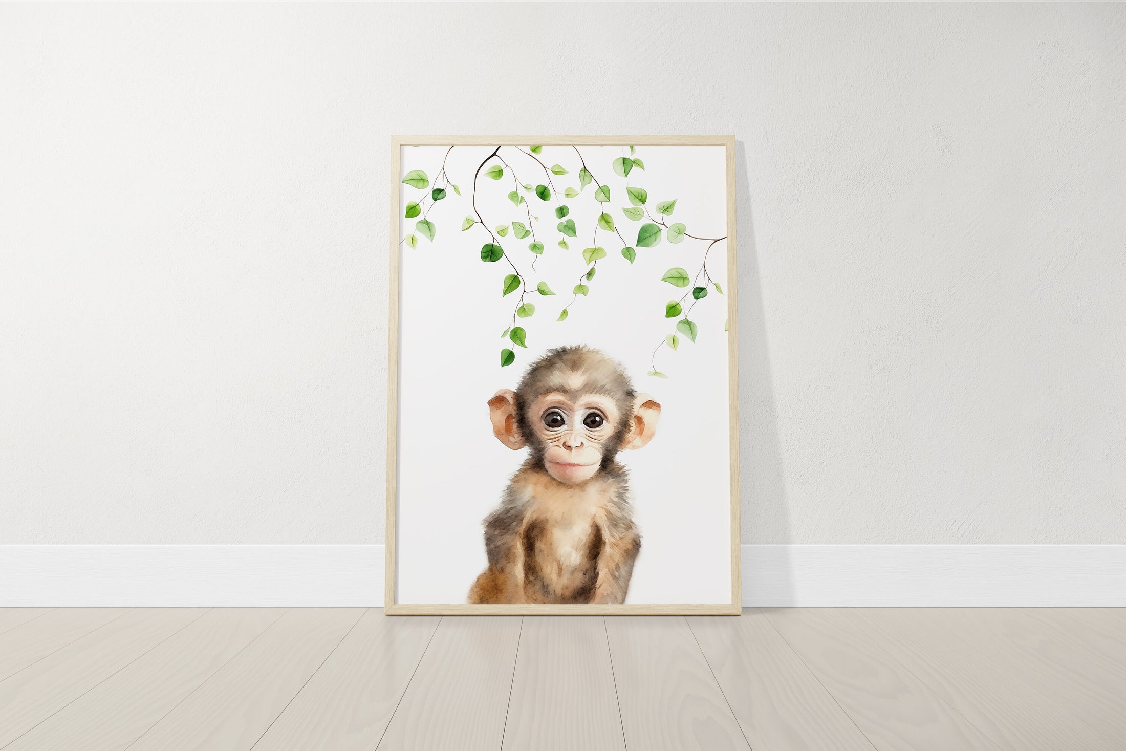 Personalised Name Print, Safari Animal Nursery Prints, Set Of 3 Jungle Theme Prints, Green Botanical, Neutral Nursery Decor, Kids Bedroom
