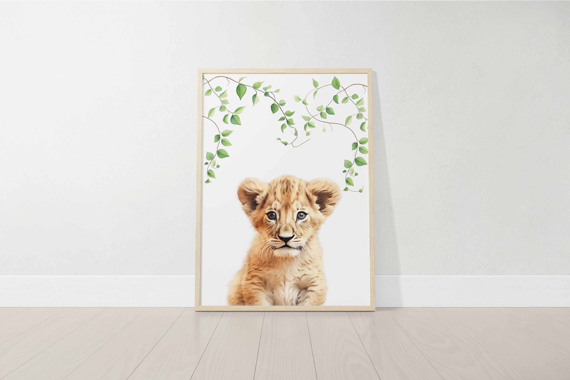 Personalised Name Print, Safari Animal Nursery Prints, Set Of 3 Jungle Theme Prints, Green Botanical, Neutral Nursery Decor, Kids Bedroom