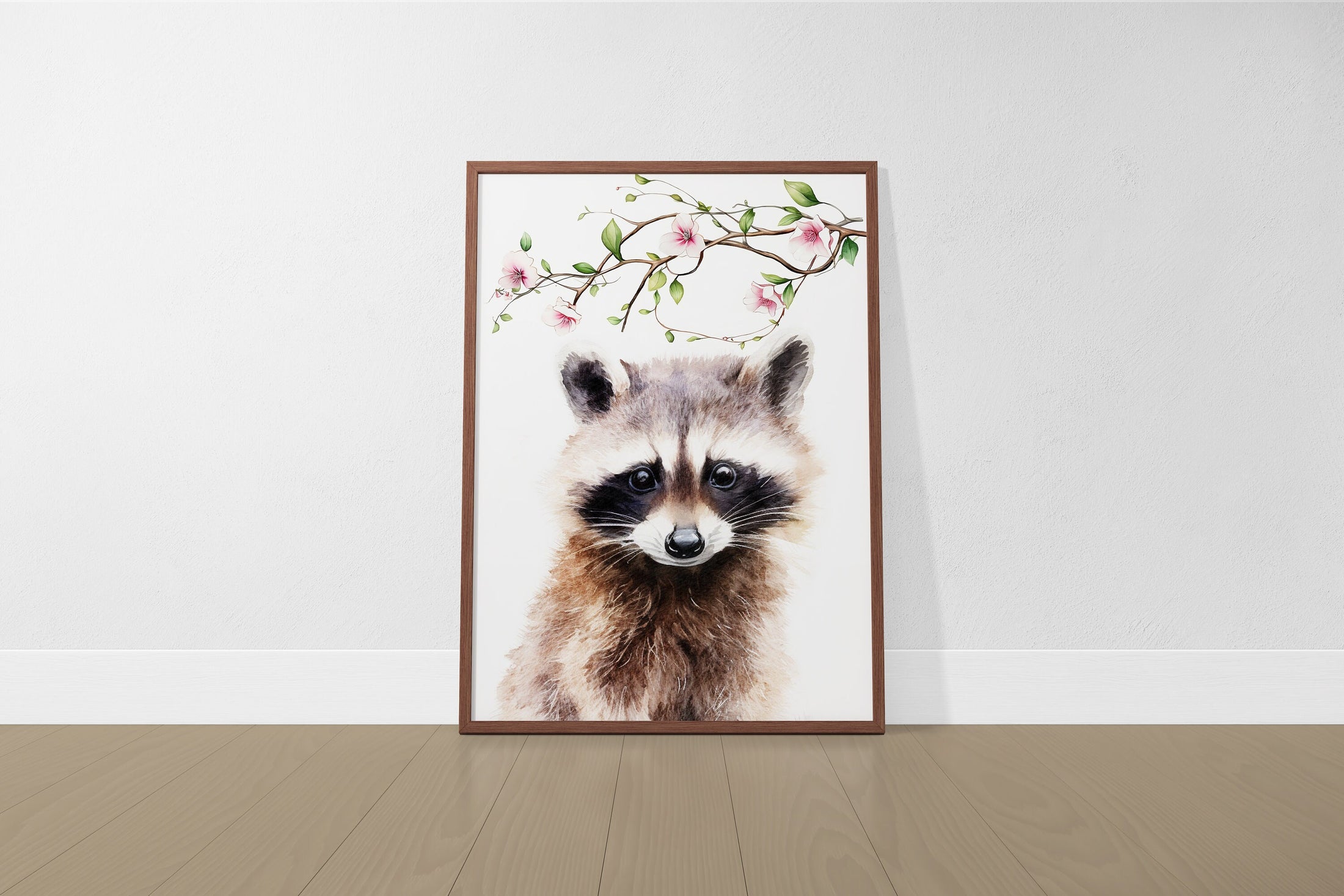 Woodland Animal Prints For Nursery, Set Of 6 Forest Animal Nursery Wall Art Prints For Baby Girls Room, Pink Floral Decor Wall Pictures