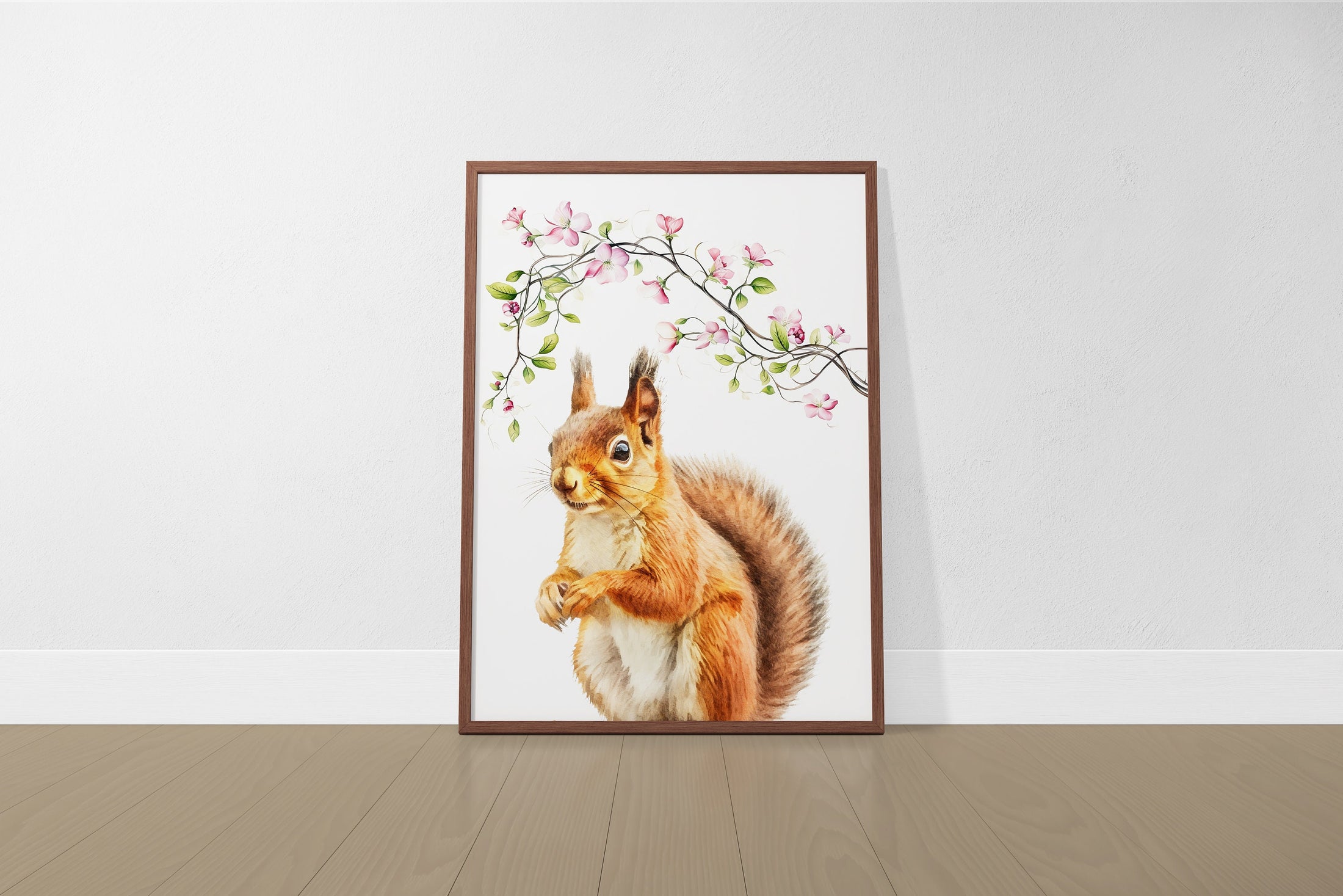 Personalised Name Woodland Animal Nursery Set of 3 Wall Prints, Forest Theme Decor For Baby Girls Bedroom, Pink Blossom Floral Wall Art,
