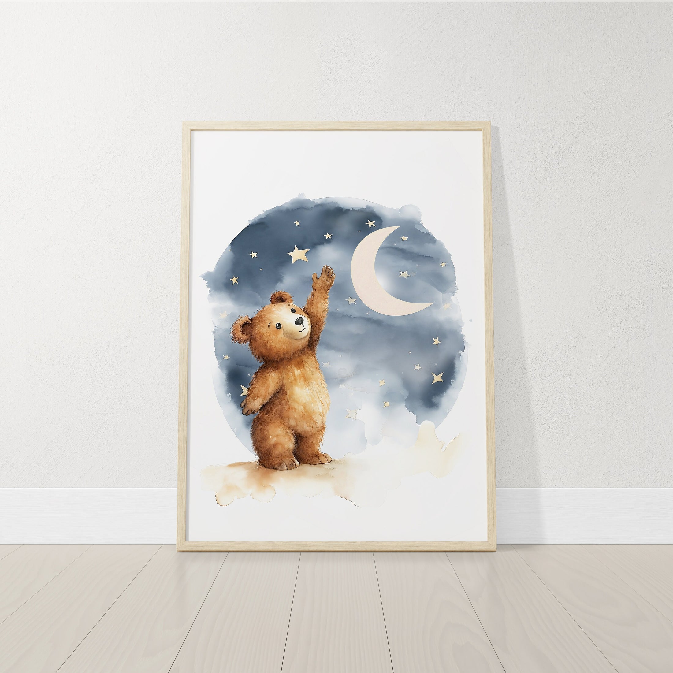 Teddy Bear Nursery Prints, Set Of 3 Nursery Prints for Baby Boys Bedroom, Boho Nursery Wall Art, Playroom Decor, Gender Neutral Nursery