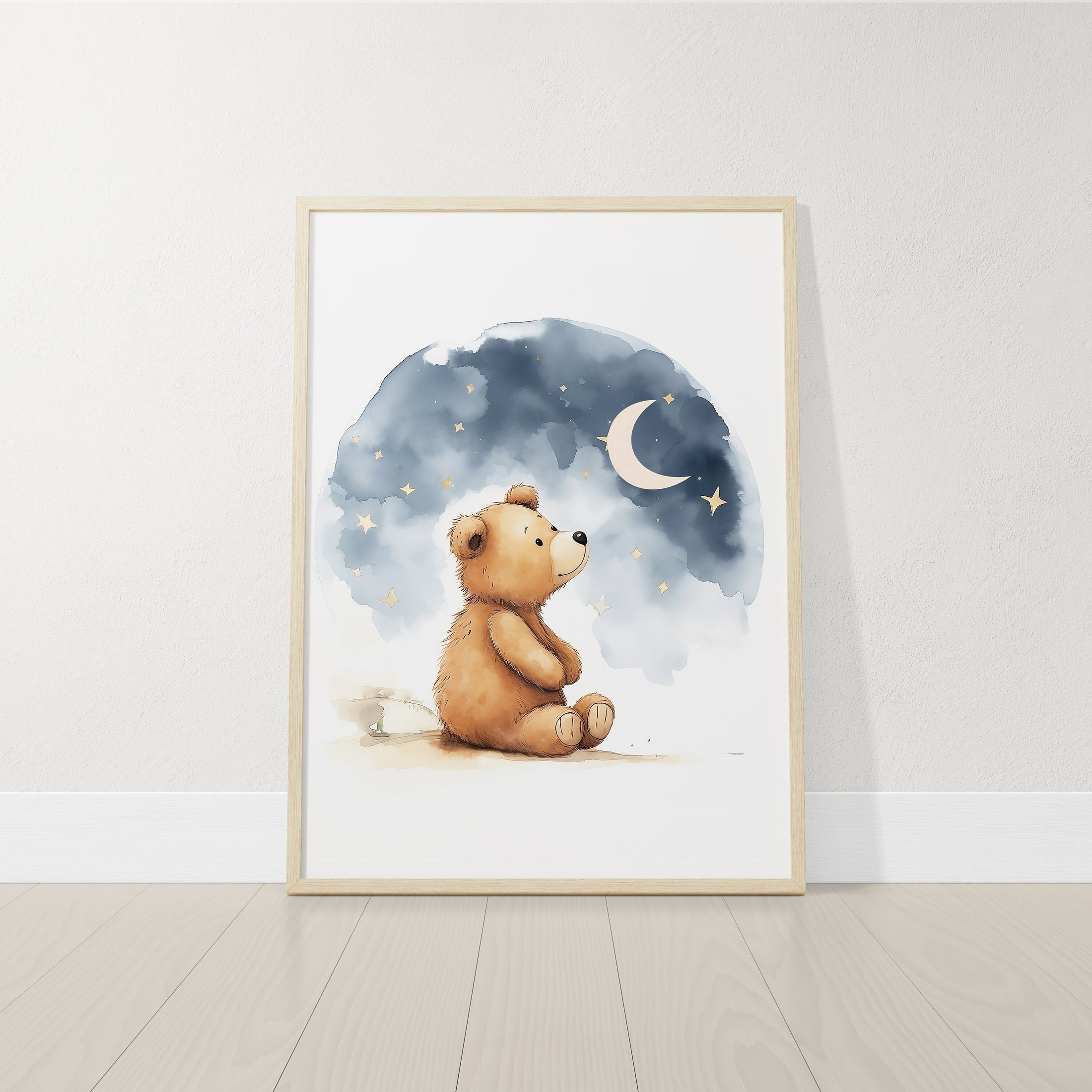 Teddy Bear Nursery Prints, Set Of 3 Nursery Prints for Baby Boys Bedroom, Boho Nursery Wall Art, Playroom Decor, Gender Neutral Nursery