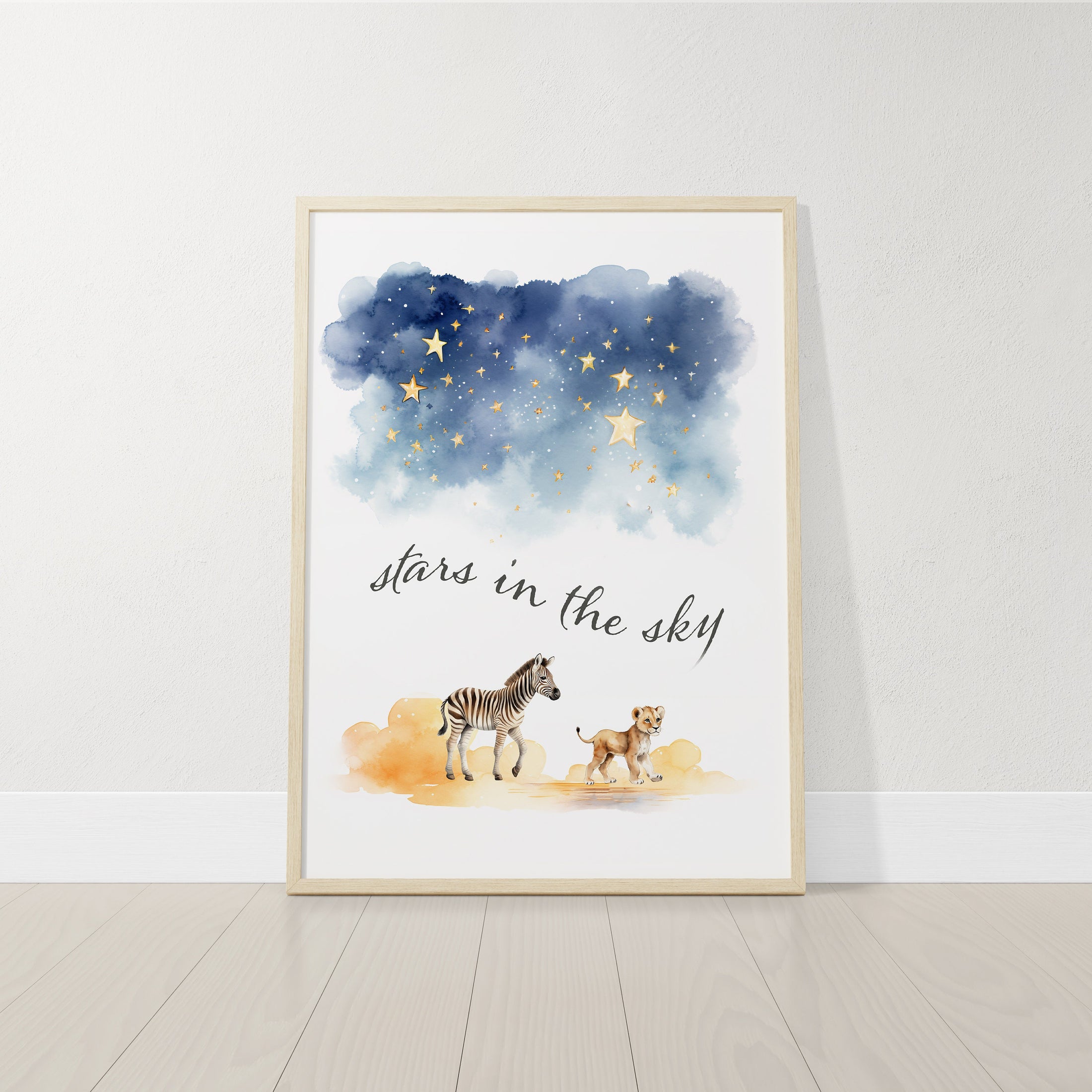 Safari Animal Prints For Nursery, Set Of 3 Star Theme Nursery Wall Art Prints for Babies Room, Gender Neutral Decor, Nursery Quotes Decor