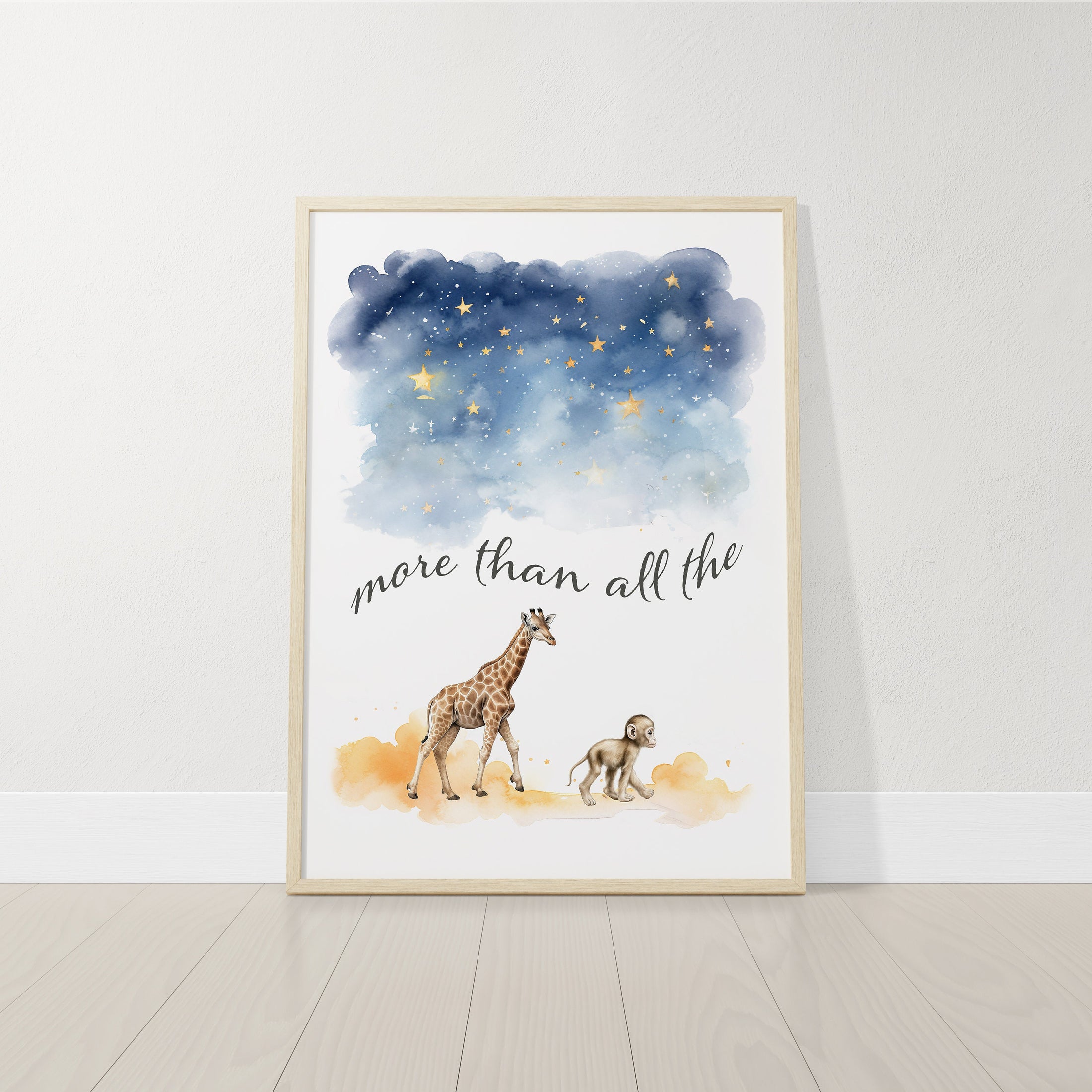 Safari Animal Prints For Nursery, Set Of 3 Star Theme Nursery Wall Art Prints for Babies Room, Gender Neutral Decor, Nursery Quotes Decor