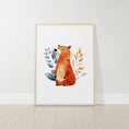 Load image into Gallery viewer, Woodland Animal Nursery Prints, Set Of 6 Forest Animal Wall Art for Baby Girls Room, Boho Nursery Decor, Girls Wildflower Nursery Wall Art
