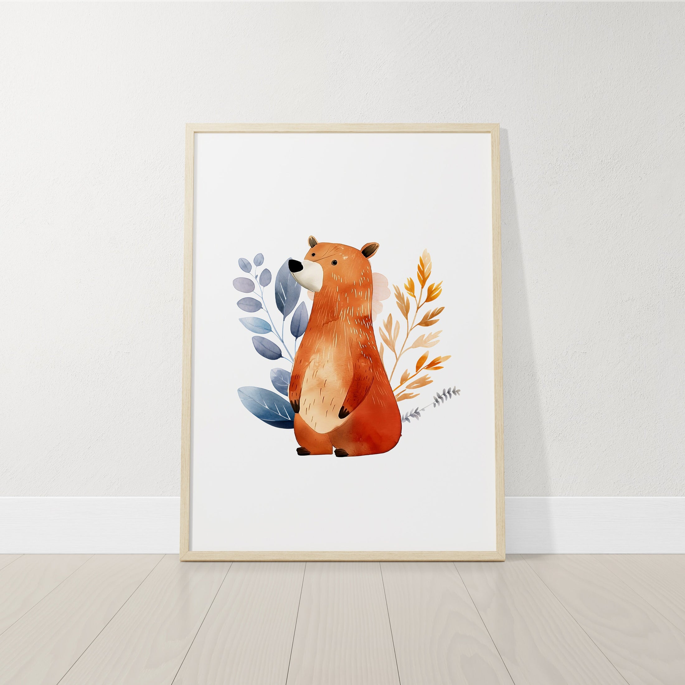 Woodland Animal Nursery Prints, Set Of 6 Forest Animal Wall Art for Baby Girls Room, Boho Nursery Decor, Girls Wildflower Nursery Wall Art