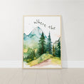 Load image into Gallery viewer, Mountain Nursery Prints, Set Of 3 Forest Decor Nursery Prints, Green Nursery Wall Art, Adventure Playroom Posters, Where The Wild Ones Play
