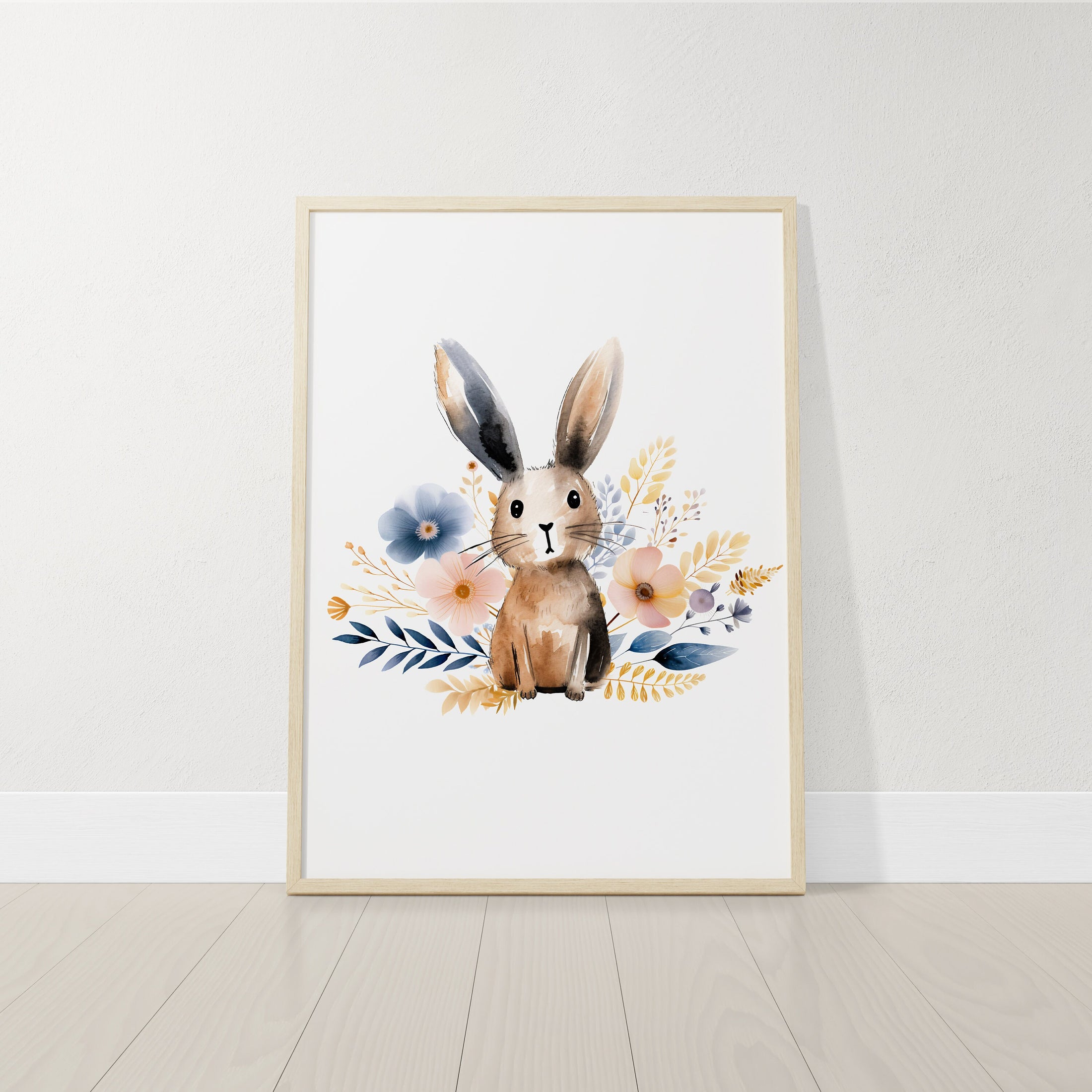 Woodland Animal Nursery Prints, Set Of 6 Forest Animal Wall Art for Baby Girls Room, Boho Nursery Decor, Girls Wildflower Nursery Wall Art