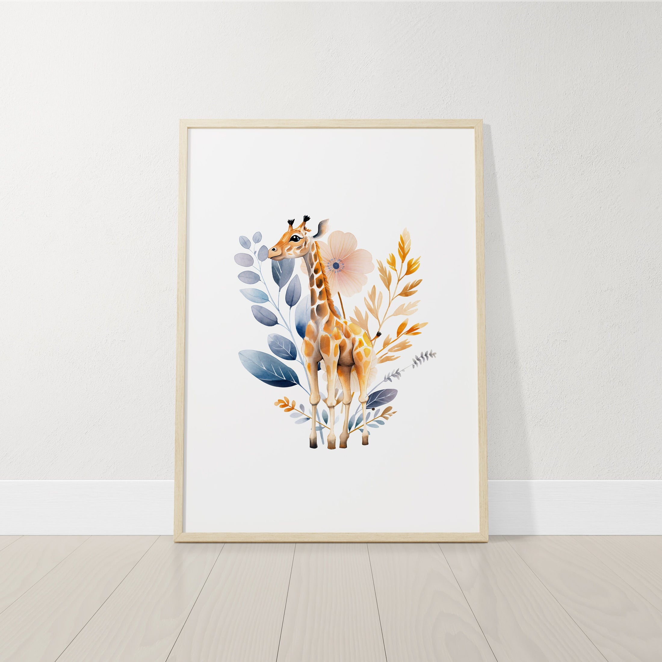 Safari Animal Prints For Nursery, Set Of 6 Boho Wildflower Safari Nursery Wall Art for Baby Girl Room, Floral Nursery Decor, Animal Pictures