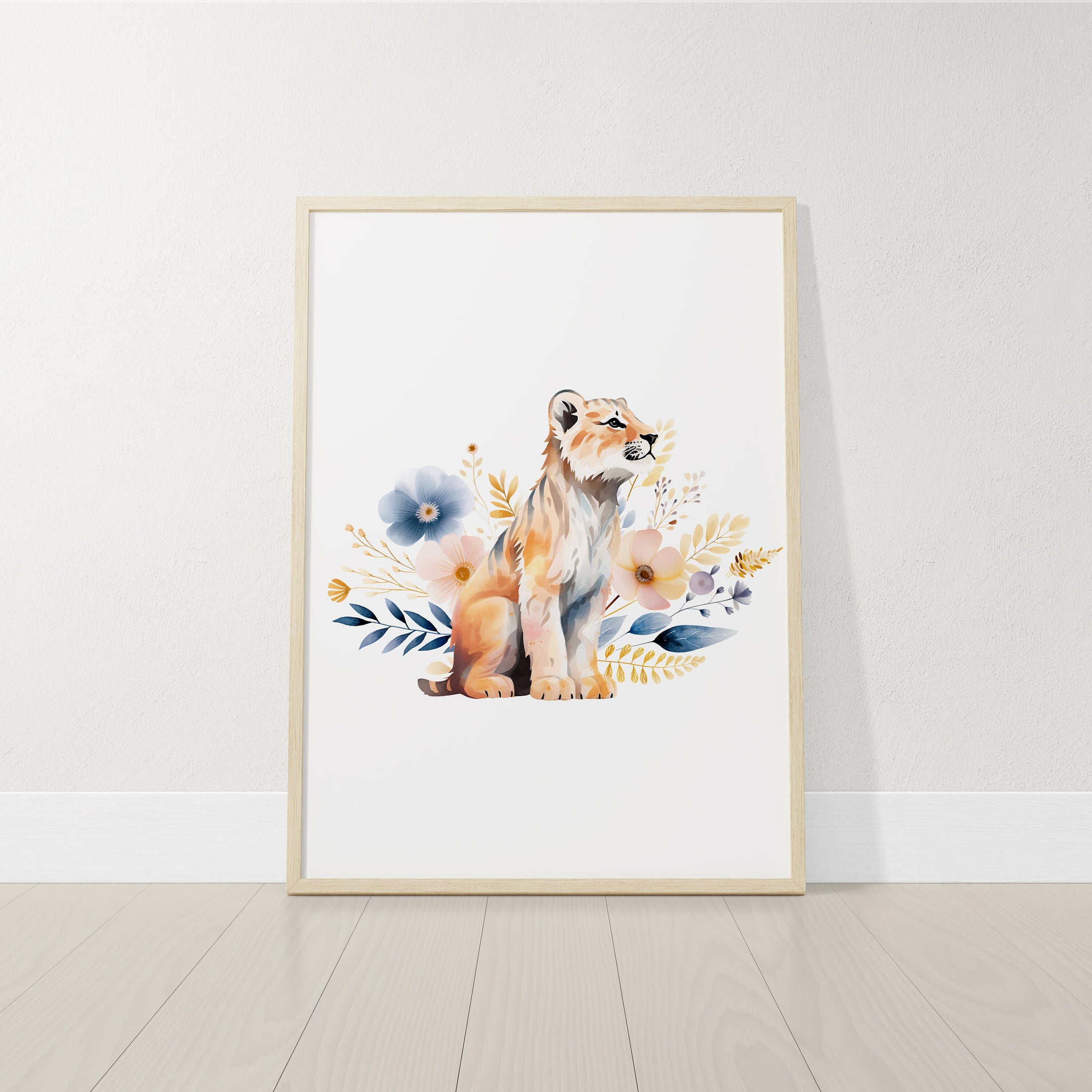 Safari Animal Prints for Nursery, Set Of 3 Boho Wall Art Prints for Babies Room, Girls Nursery Decor, Baby Animal Wildflower Nursery Decor