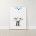 Load image into Gallery viewer, Set of 3 Nursery Wall Prints, Elephant Theme Decor For Baby Boys Bedroom, Blue Nursery Decor, Playroom Pictures, Blue Balloon Wall Art
