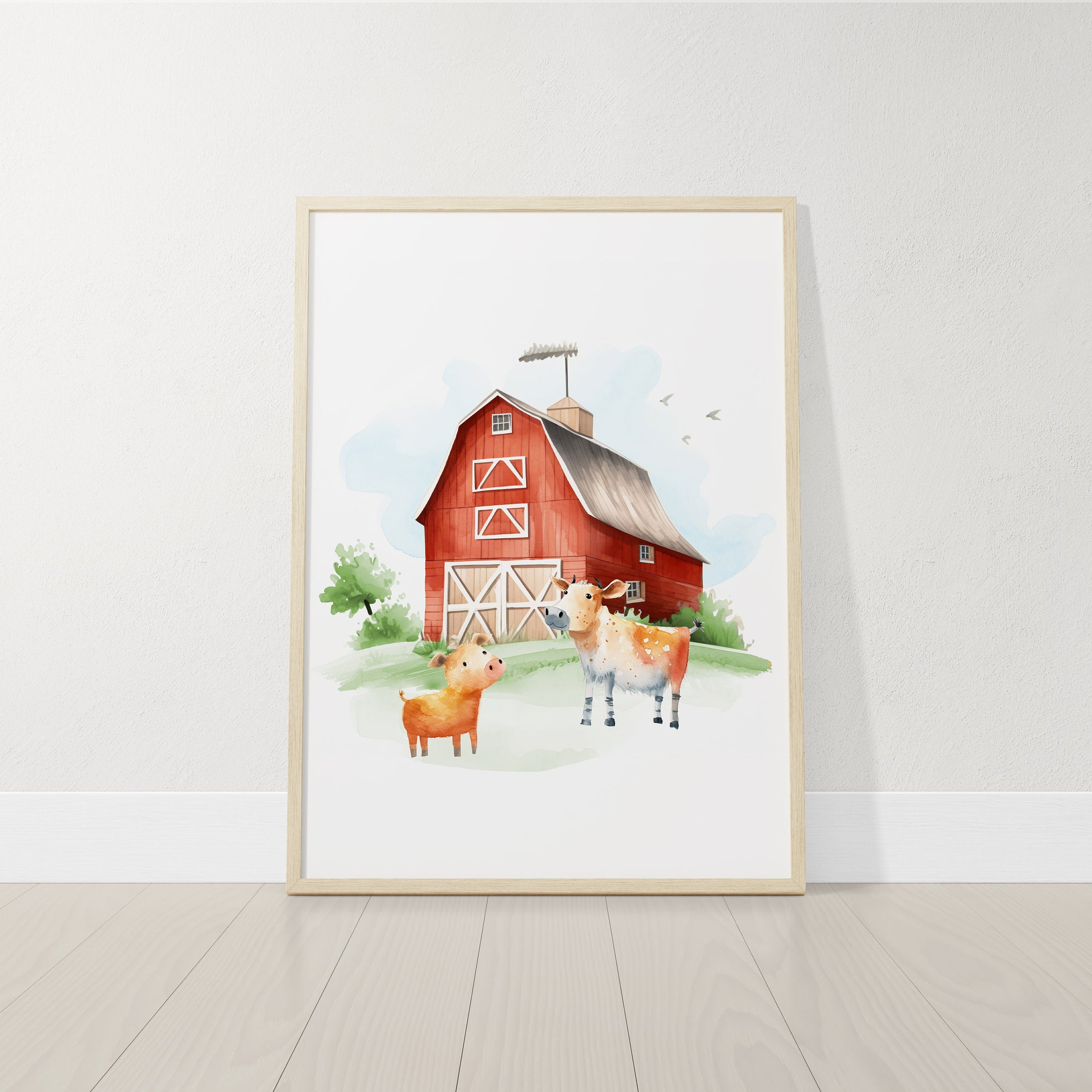 Personalised Farm Nursery Prints,Set of 3 Custom Tractor Theme Wall Art Prints for Baby Boy Bedroom, Barnyard Animal Unisex Playroom Posters
