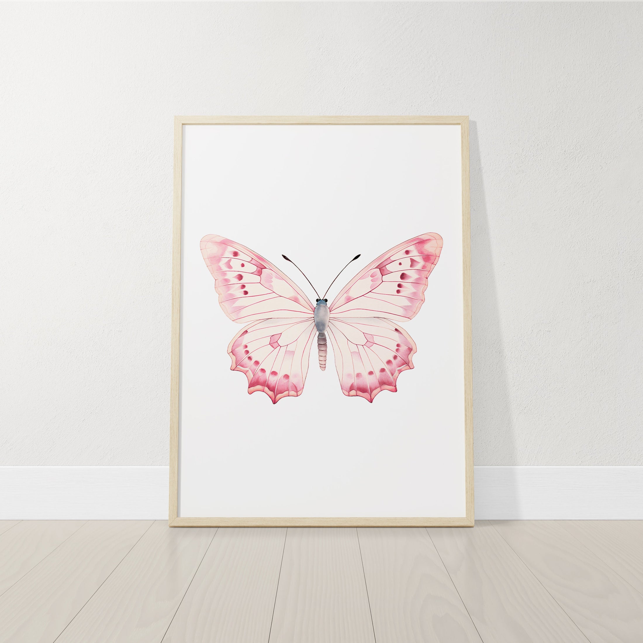Personalised Pink Butterflies Set Of 3 Nursery Wall Art For Baby Girls Room, Custom Bedroom Prints, Pink Playroom Decor, Butterfly Poster
