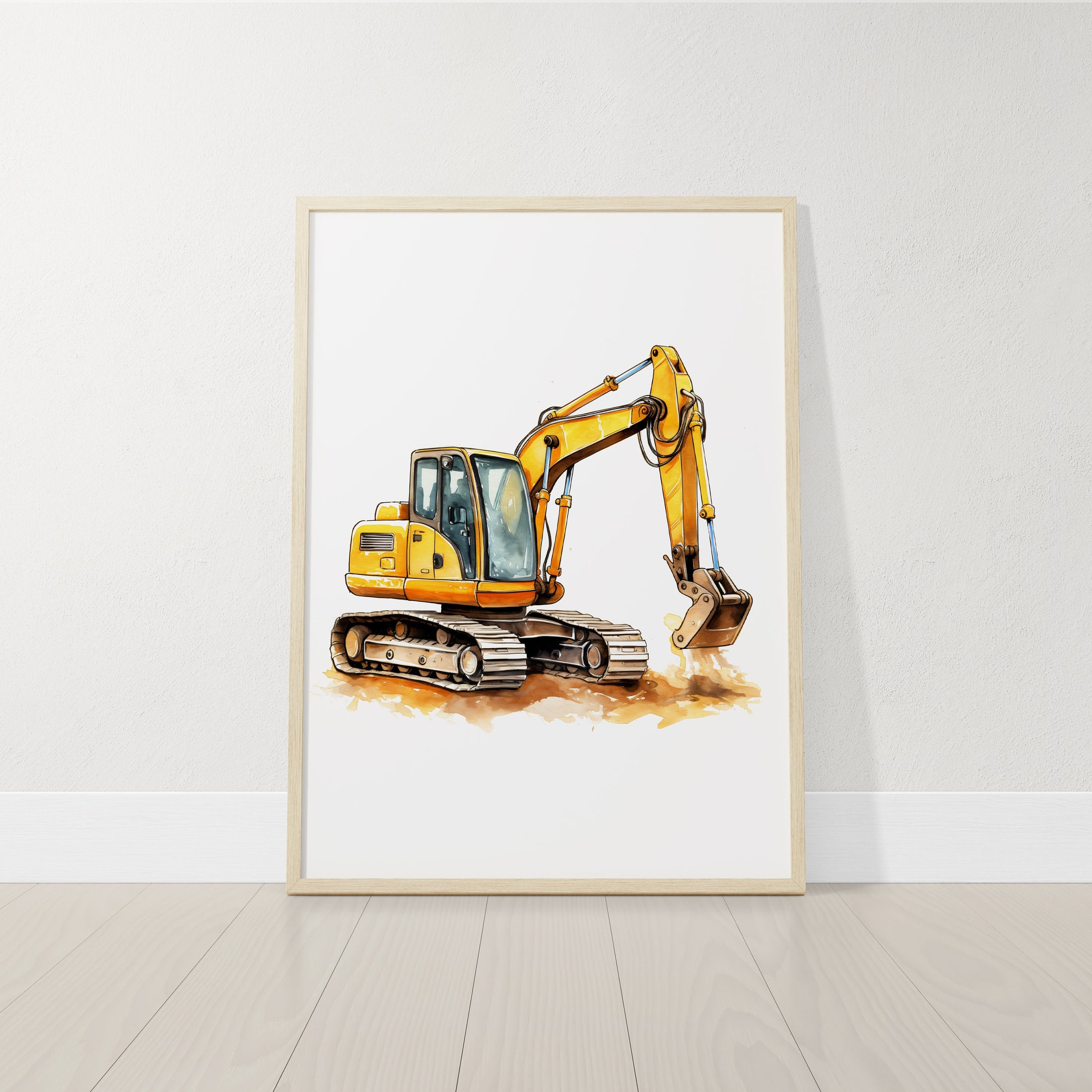 Vehicles Wall Art Set for Boys Room, Transport Nursery Prints, 9,6,4 or 3 Set of Vehicle Pictures, Construction Vehicles, Tractor, Bus, Car