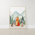 Load image into Gallery viewer, Set Of 3 Woodland Animal Nursery Prints, Green Forest Bedroom Decor Wall Art, Unisex Adventure Outdoor Playroom Posters, Mountain Pictures
