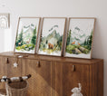Load image into Gallery viewer, Set Of 3 Mountain Nursery Prints, Forest Decor, Green Bedroom Wall Art, Unisex Adventure Outdoor Playroom Posters, Woodland Animal Pictures
