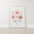 Load image into Gallery viewer, a picture of pink flowers on a white wall
