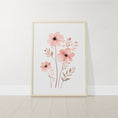 Load image into Gallery viewer, a picture of pink flowers on a white wall
