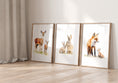 Load image into Gallery viewer, Woodland Animal Nursery Wall Prints, Set of 3 Forest Animal Pictures for Babies Bedroom, Neutral Nursery Animal Wall Art, Toddler Playroom
