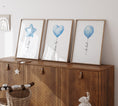 Load image into Gallery viewer, Set of 3 Blue Nursery Wall Prints, Balloons Print For Baby Boys Room, Blue Boys Bedroom Decor, Balloon Art, Toddler Playroom Pictures

