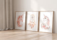 Load image into Gallery viewer, Set of 3 Pink Boho Unicorn Girls Nursery Prints, Dream Catcher Wall Art, Pink Girls Bedroom Decor, Girls Playroom Posters, Girls Room Decor
