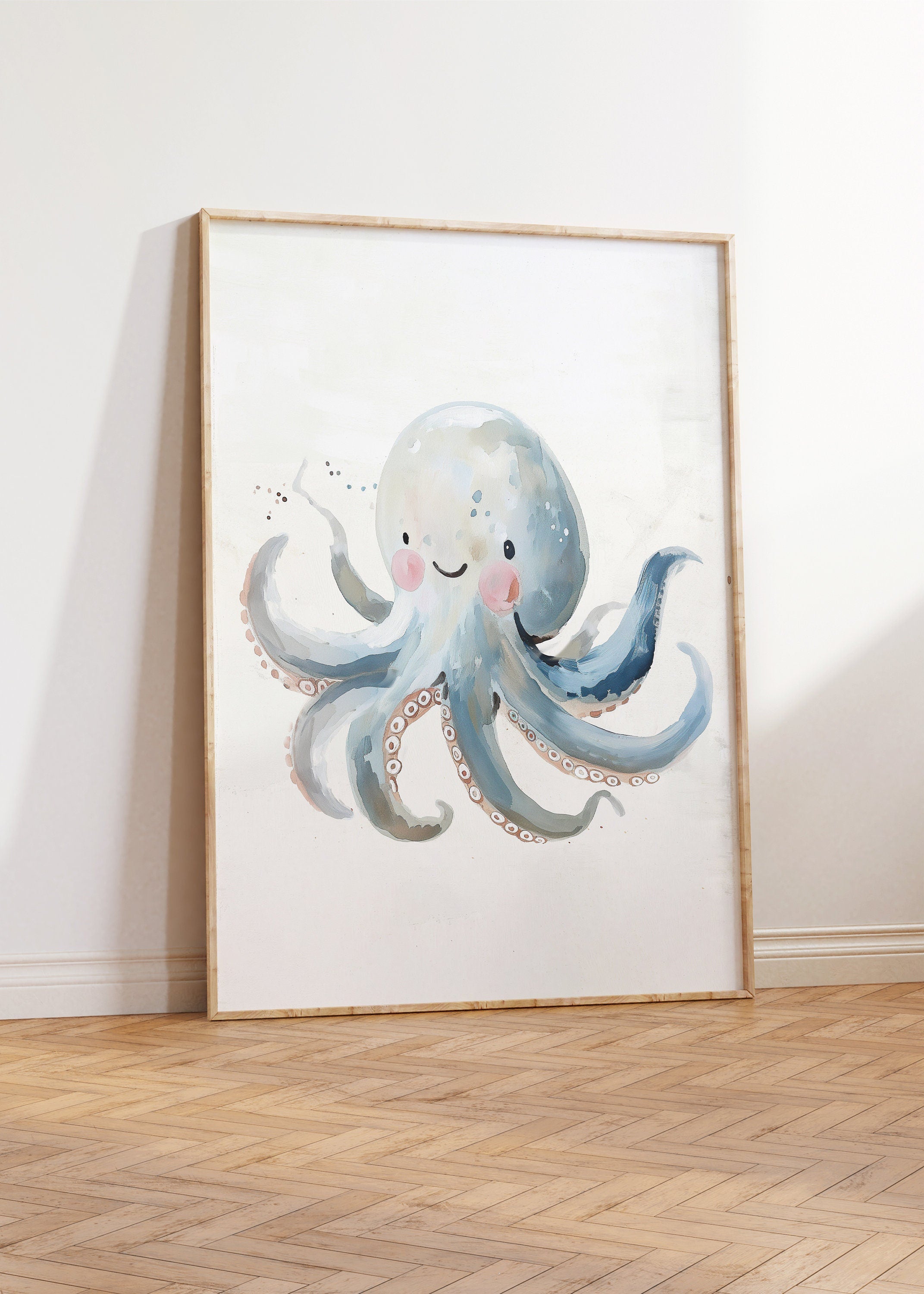 Set of 3 Sea life Wall Art, Nautical Nursery Wall Art, Ocean Theme Bedroom Prints, Nursery Prints for Babies Room, Blue Kids Playroom Decor