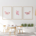 Load image into Gallery viewer, Pink Butterfly Set Of 3 Nursery Wall Art For Baby Girls Room, Girly Bedroom Prints, Pink Nursery Decor Wall Art, Butterflies Print Set
