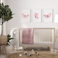 Load image into Gallery viewer, Pink Butterfly Set Of 3 Nursery Wall Art For Baby Girls Room, Girly Bedroom Prints, Pink Nursery Decor Wall Art, Butterflies Print Set

