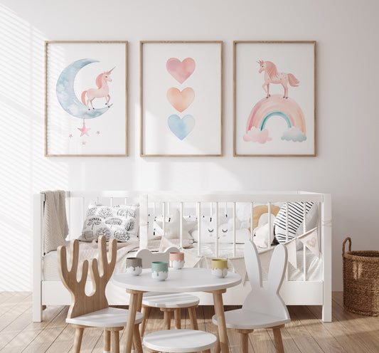 a baby&#39;s room with a crib, table and chairs