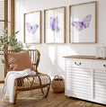 Load image into Gallery viewer, Purple Butterfly Set Of 3 Nursery Wall Art For Baby Girls Room, Girly Bedroom Prints, Purple Nursery Decor Wall Art, Butterflies Print Set
