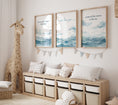 Load image into Gallery viewer, Nautical Nursery Wall Art Set of 3, Ocean Theme Blue Kids Bedroom Prints, Surf Playroom Decor, Coastal Sea Theme Boys Room Decor
