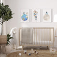 Load image into Gallery viewer, Space Nursery Set of 3 Prints, Solar System Nursery Wall Art Decor for Boys Nursery, Baby Boy Bedroom, Astronaut Playroom Poster, Kids Art
