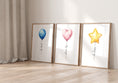 Load image into Gallery viewer, three framed pictures of balloons in a room
