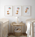 Load image into Gallery viewer, Set of 3 Nursery Wall Prints, Fox & Balloons Print For Babies Bedroom, Gender Neutral Nursery, Animal Art, Unisex Toddler Playroom Pictures
