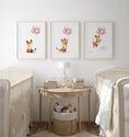 Load image into Gallery viewer, Set of 3 Nursery Wall Prints, Fox & Balloons Print For Babies Bedroom, Baby Girl Neutral Nursery, Animal Art, Toddler Girl Playroom Pictures
