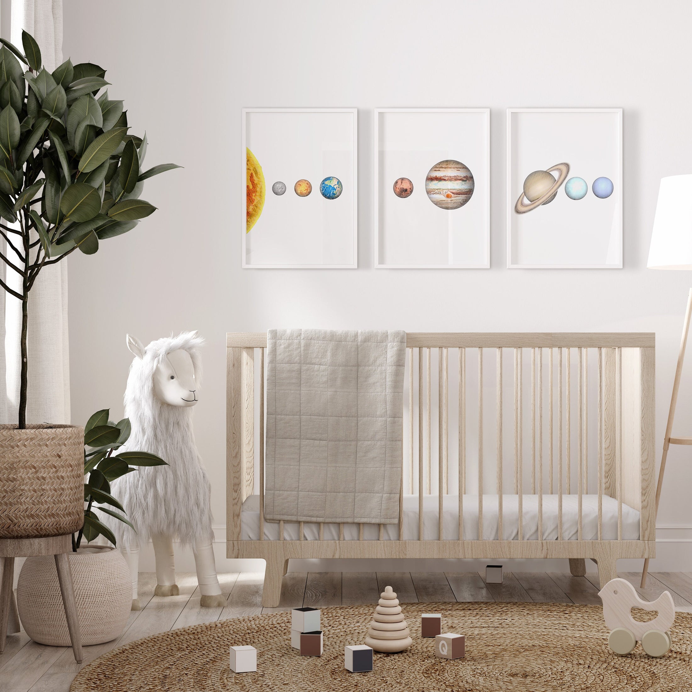 Space Nursery Set of 3 Prints, Solar System Nursery Wall Art Decor for Boys Room, Toddler Boy Bedroom, Astronaut Playroom Poster, Kids Art